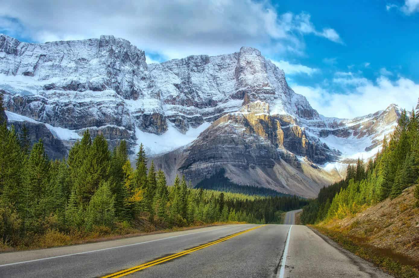 Road running through Banff National Park, Canada
