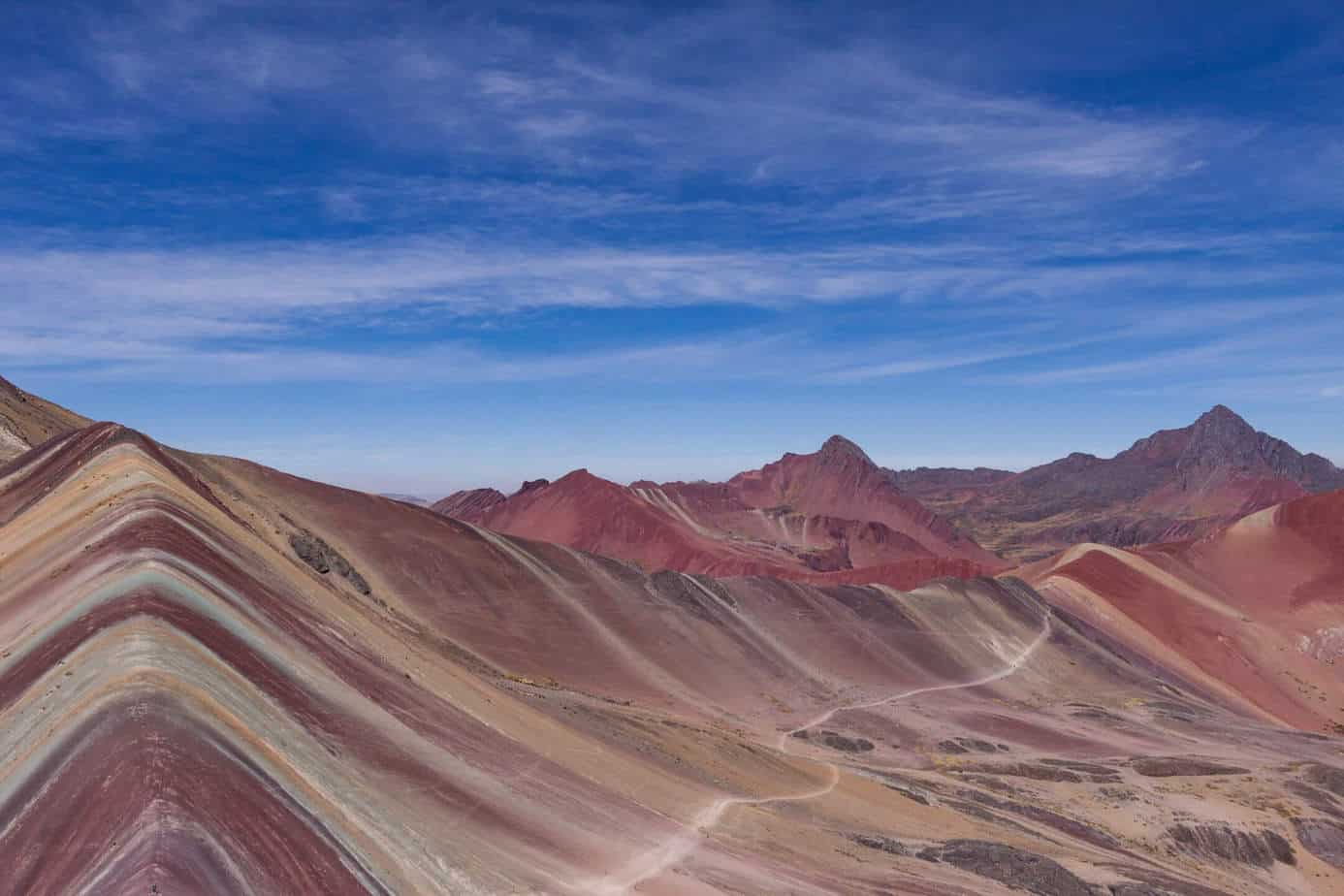 Aerial view of Rainbow Mountain in Peru, South America