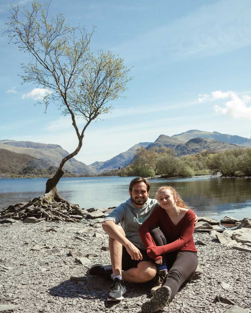 couple at Lone Tree in Llanberis