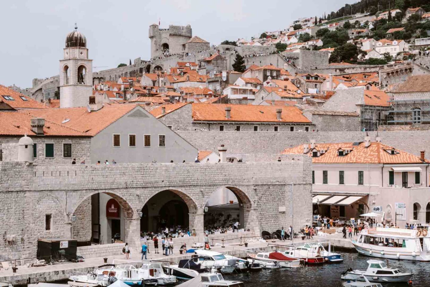 Dubrovnik port in the city old town