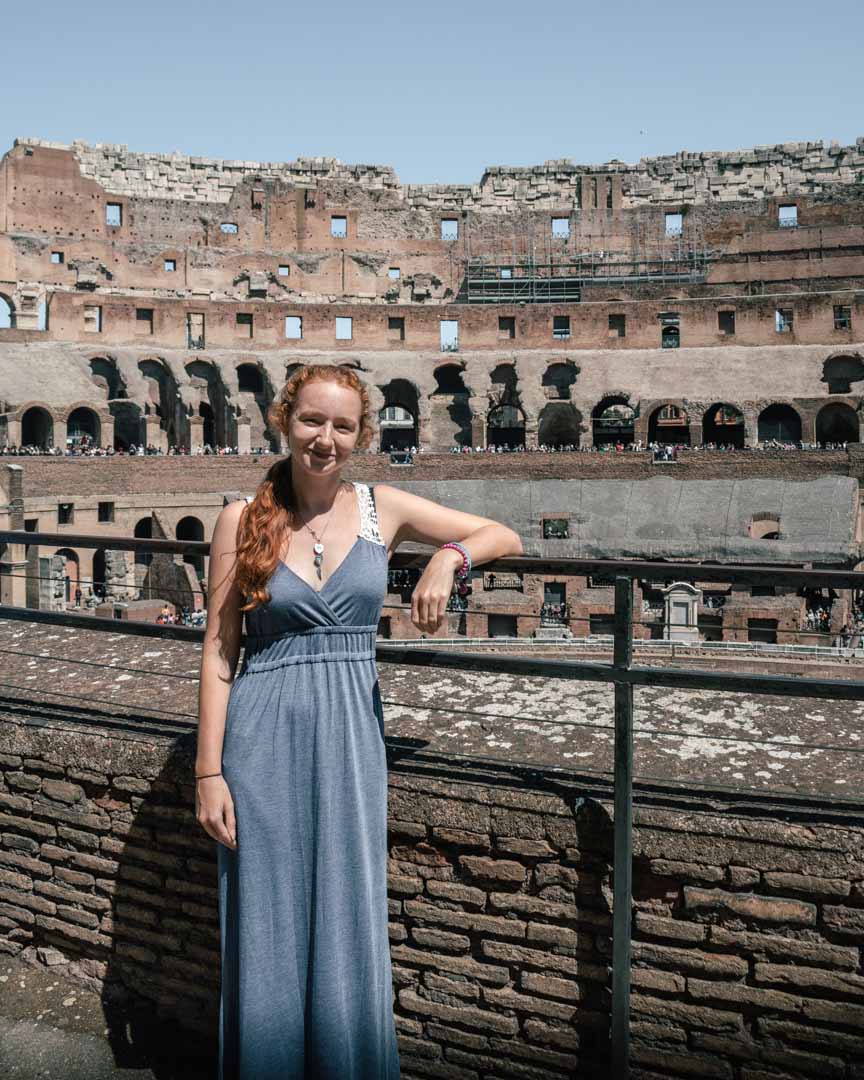 Women stood in the Colosseum in Rome