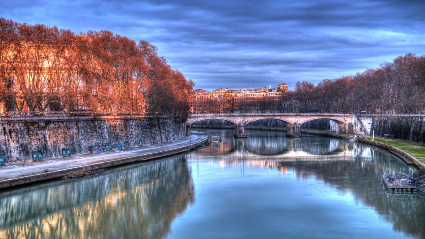 Bridge over the Tiber River in Italy