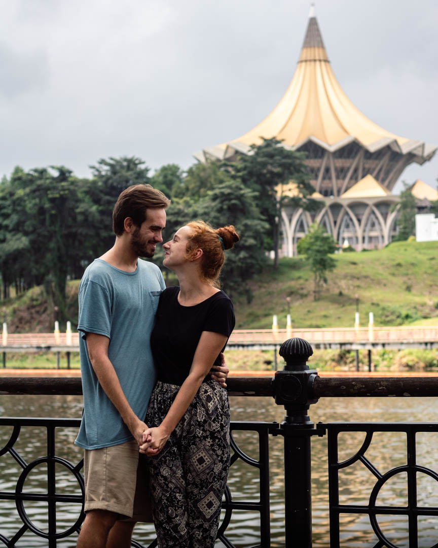 Couple standing at Kuching Waterfront