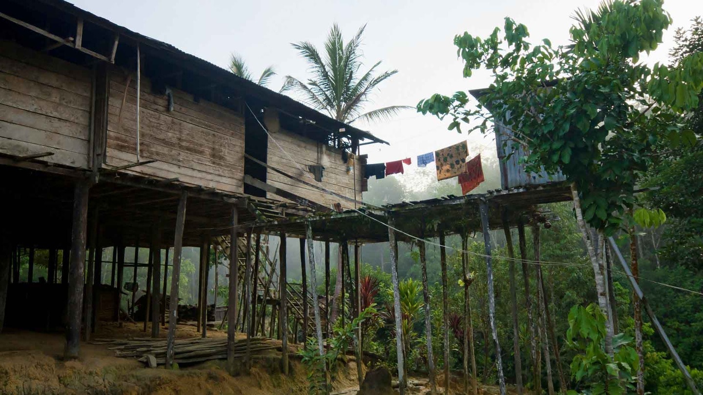 Traditional longhouse in Borneo