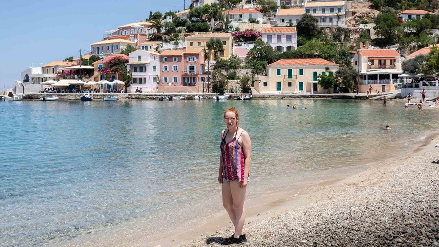 Girl on Assos Beach in Kefalonia